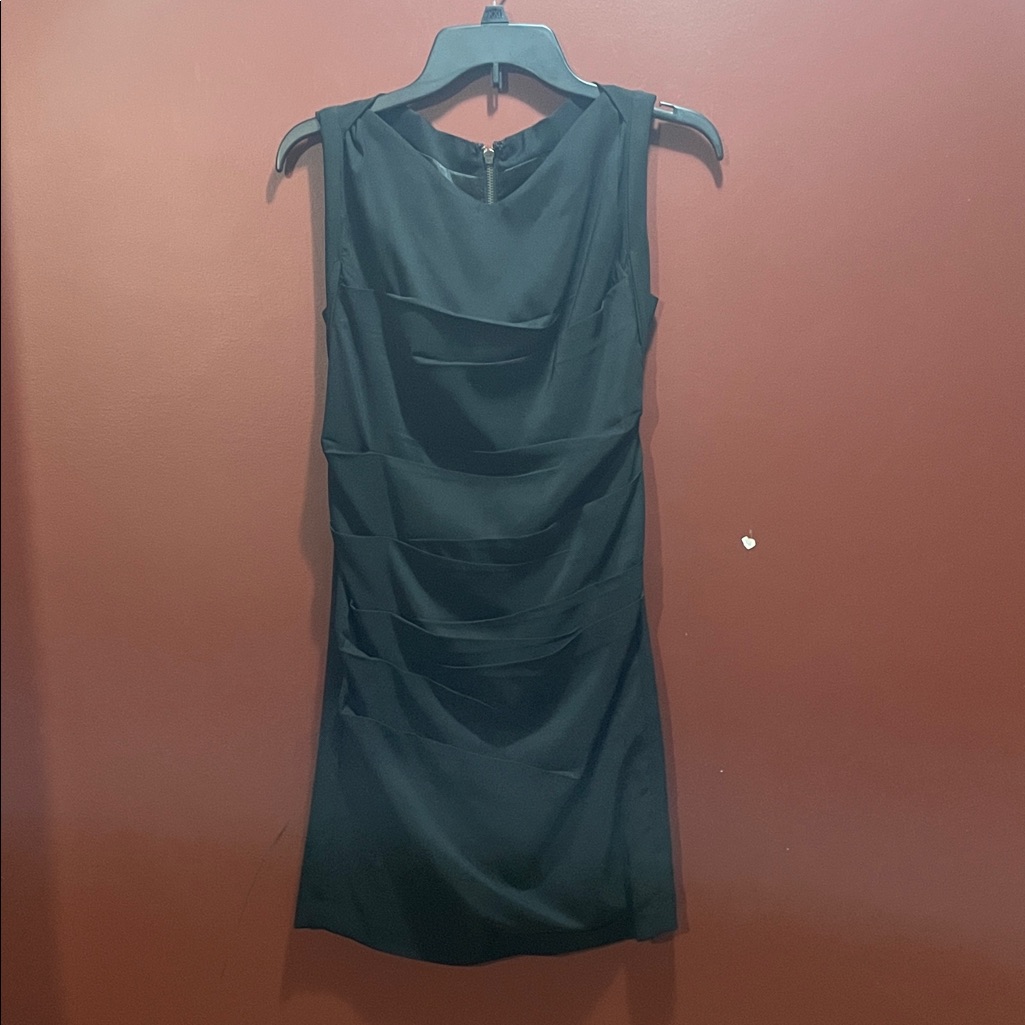 Express Black Sleeveless Midi Dress With Draped Panels